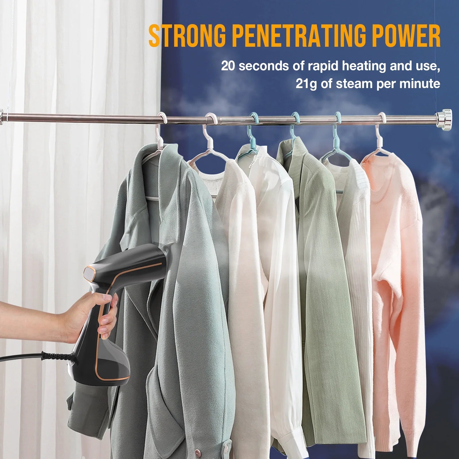 Effortless Wrinkle Removal with the LOHEER 1200W Portable Clothes Steamer - Perfect for Home and Travel!