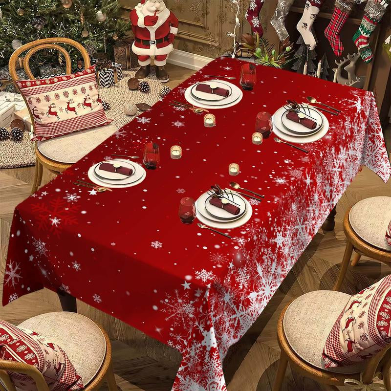 Rectangular Christmas Tablecloth featuring Poinsettia Design - Elegant Holiday Decor for Dinner Parties and Celebrations, Ideal for New Year Events