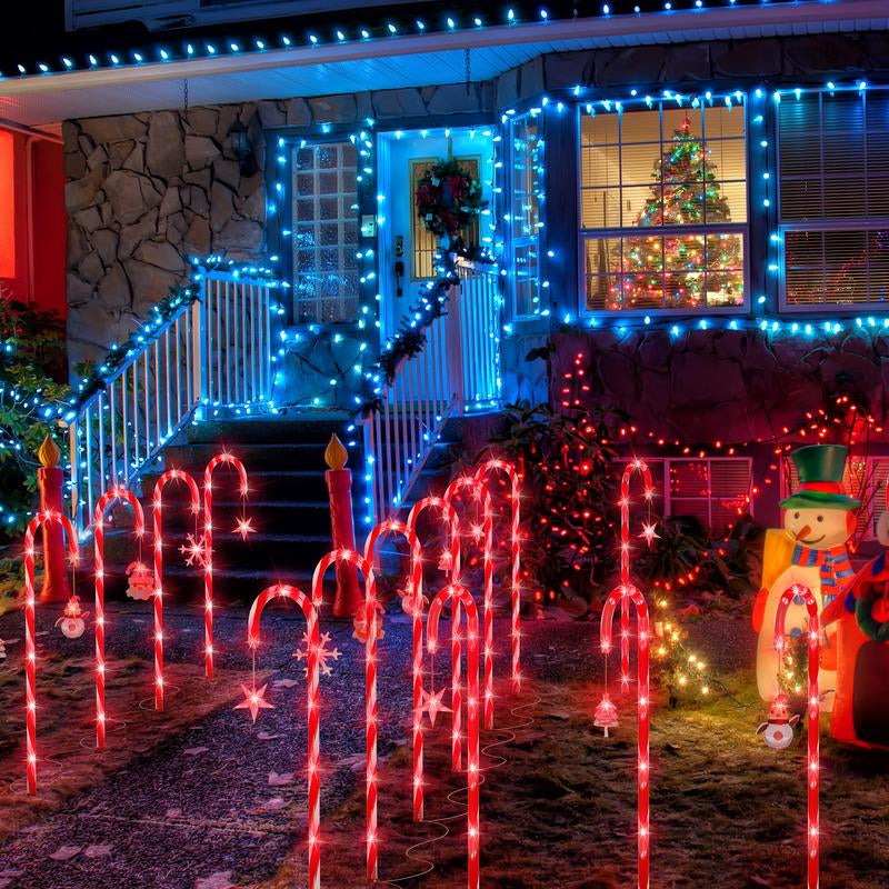 Illuminate Your Holidays with Stunning Christmas Solar Candy Cane Lights - 160 Vibrant Red LEDs, Dual Power Options, 8 Lighting Modes, and Waterproof Design for Indoor & Outdoor Festivities