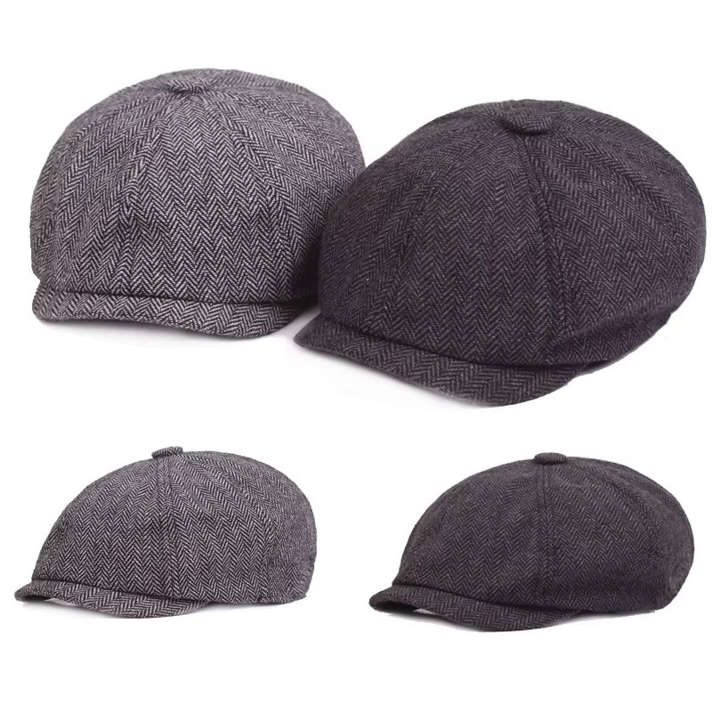 Winter Cotton Father Vintage Beret Hat Men Director Painter Hat Newsboy Cap Herringbone Octagonal Caps Petten Hot