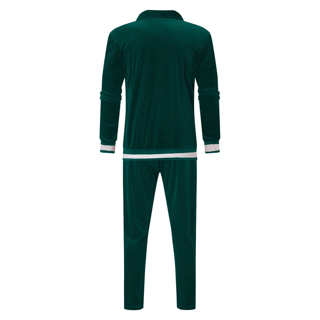 Elevate Your Style with the 2023 Men's Velour Tracksuit - Cozy Full Zip Jacket & Jogger Set for Ultimate Comfort and Performance