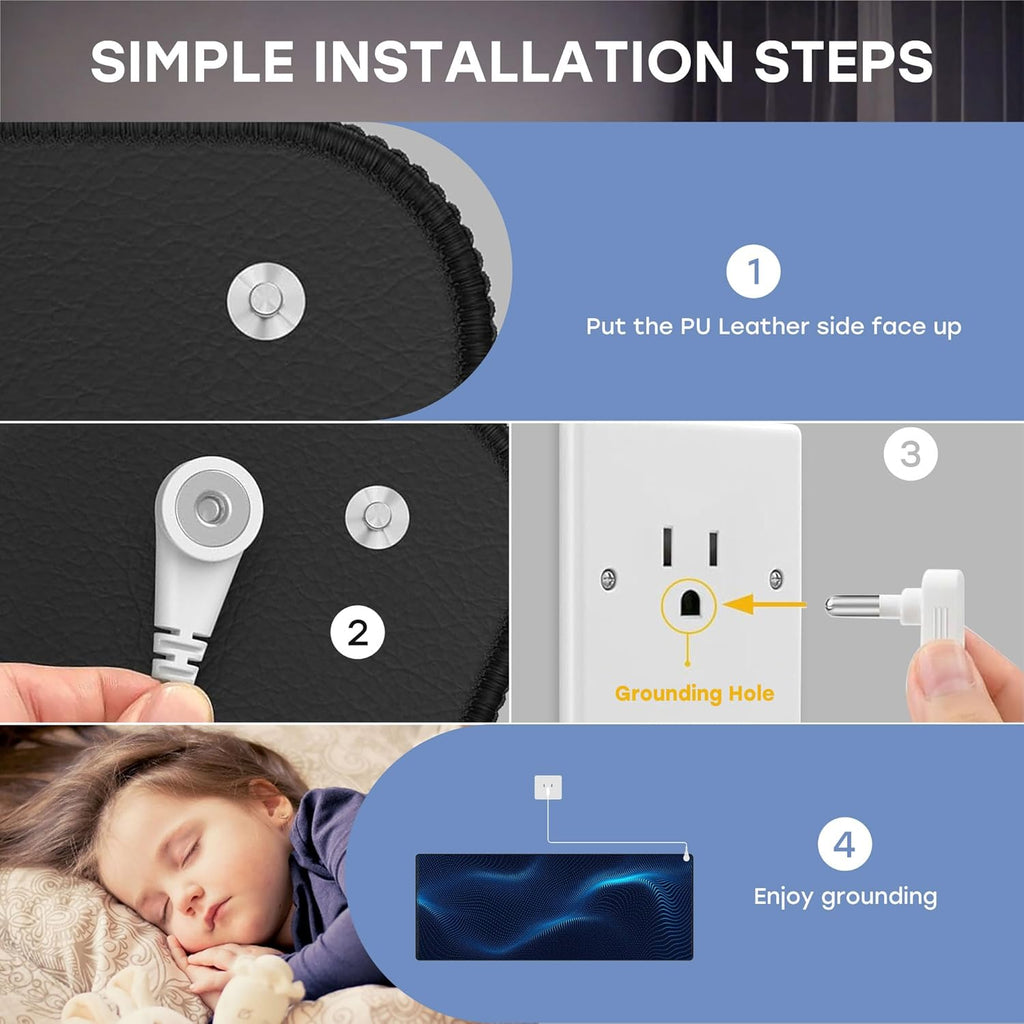 Grounding Mat Kit (2-Pack) - Includes Two 10" x 26.7" Grounding Mats, Grounding Adapter, Two 15-Foot Cords, and Two Grounding Wristbands for Enhanced Indoor Wellness and Full Body Balance