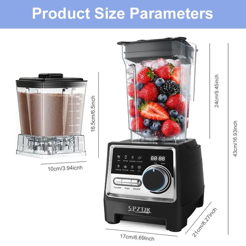 Professional Food Processor and Blender Combo, 2400W/1000W Power, 24000RPM, Includes 2 Containers for Ice, Grinding, Milkshakes, Slushies, Juices, and Shakes