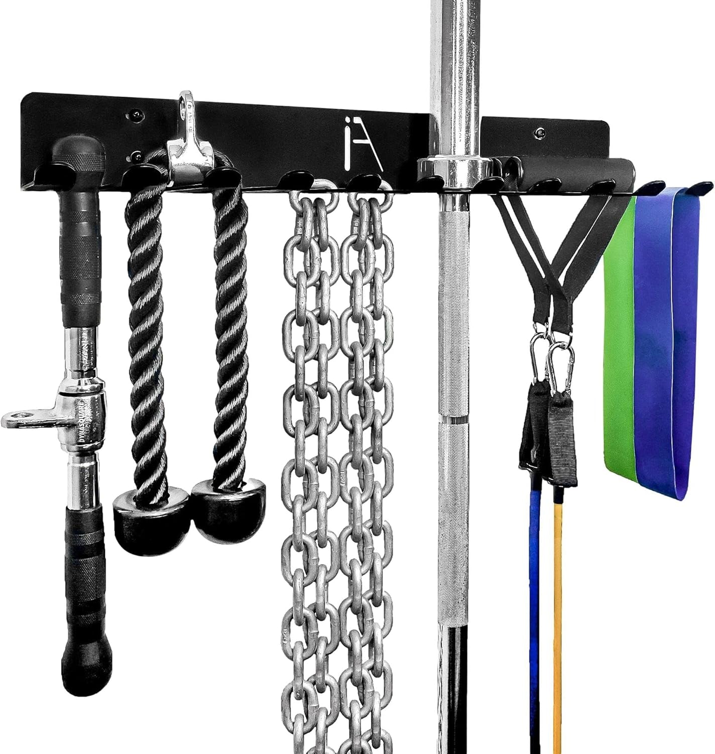 USA Omega Beast Heavy-Duty Gym Storage Rack with 11 Hooks - Wall Organizer for Resistance Bands, Jump Ropes, Barbells, Lifting Belts, and Cable Attachments