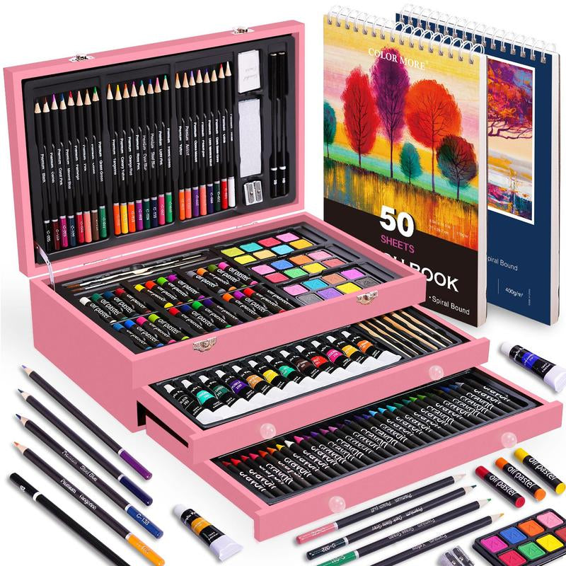 Unleash Your Creativity with the Deluxe 175-Piece Professional Art Set - Complete with Vibrant Acrylic Paints, Crayons, Colored Pencils, and More in an Elegant Wooden Case - The Perfect Gift for Artists of All Levels!
