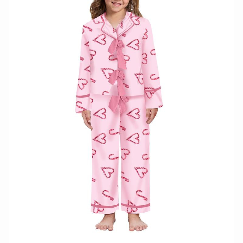 FOCUSNORM Matching Mommy and Me Christmas Pajama Sets with Bow Tie Long Sleeve Shirt and Pants for Women and Girls