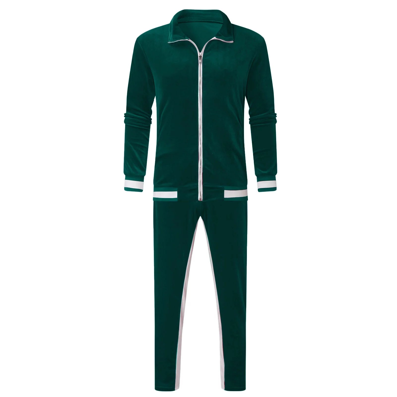 Elevate Your Style with the 2023 Men's Velour Tracksuit - Cozy Full Zip Jacket & Jogger Set for Ultimate Comfort and Performance