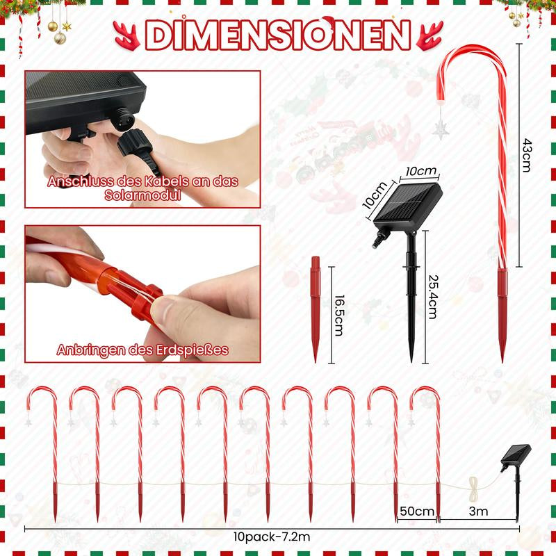 Illuminate Your Holidays with Stunning Christmas Solar Candy Cane Lights - 160 Vibrant Red LEDs, Dual Power Options, 8 Lighting Modes, and Waterproof Design for Indoor & Outdoor Festivities