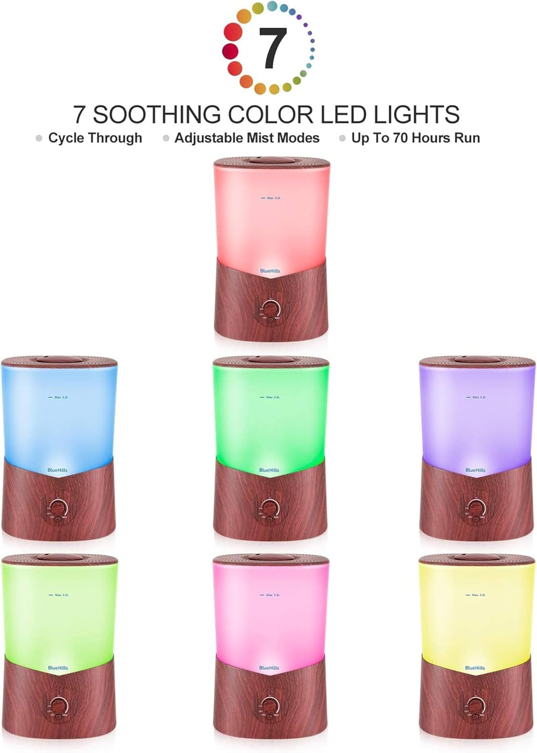 Premium 3000 ML Essential Oil Diffuser and Humidifier - 3 Liter Capacity Aromatherapy Diffuser for Large Rooms, Dark Wood Grain Finish