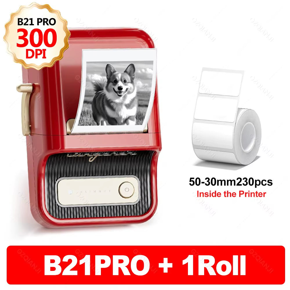 B21 PRO 300Dpi Bluetooth Adhesive Label Printers Mini Thermal Photos Sticker Printer Wireless Barcode Label Maker