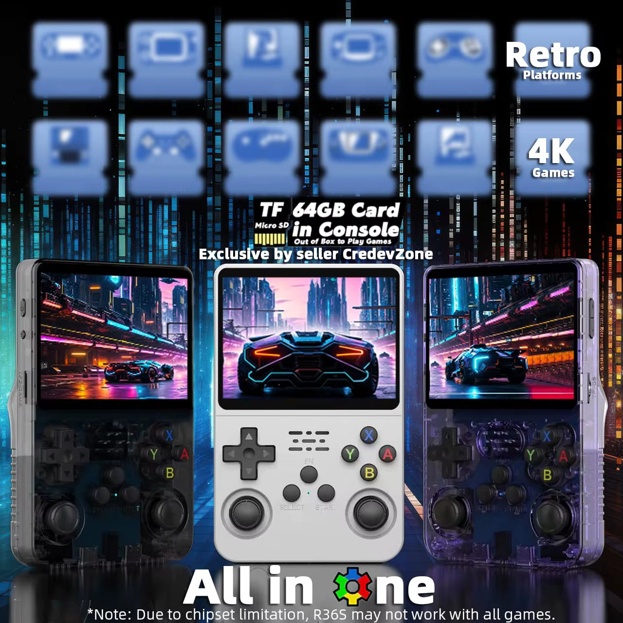 R36S Retro Handheld Game Console - 20,000 Classic Games, 3.5" HD Display, Portable & Powerful with Arkos 2.0 System
