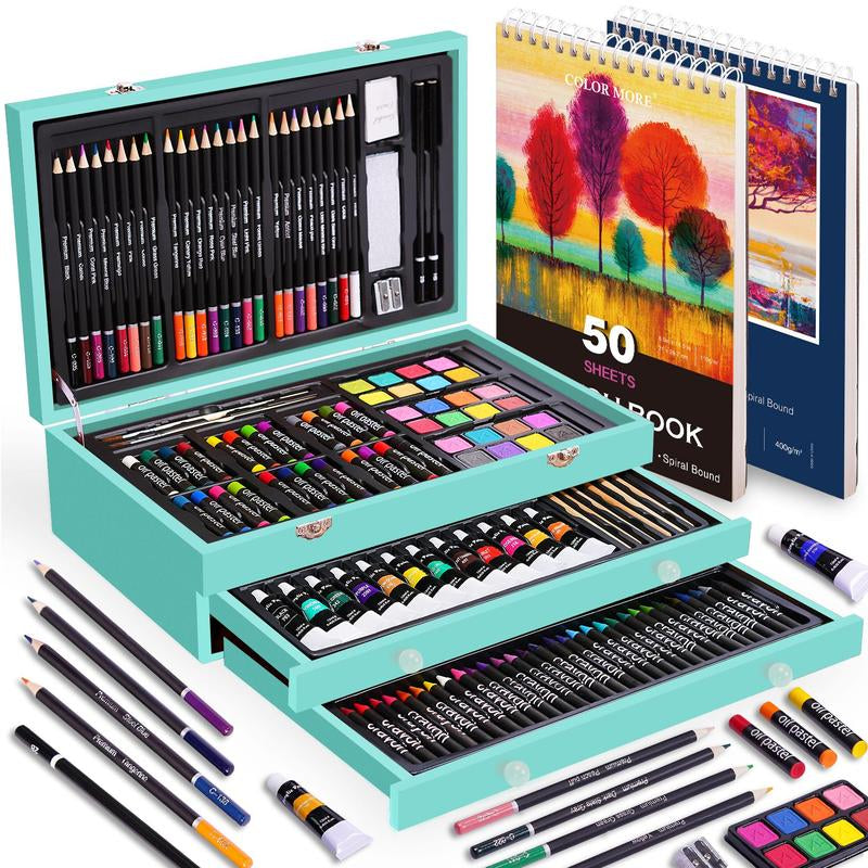 Unleash Your Creativity with the Deluxe 175-Piece Professional Art Set - Complete with Vibrant Acrylic Paints, Crayons, Colored Pencils, and More in an Elegant Wooden Case - The Perfect Gift for Artists of All Levels!