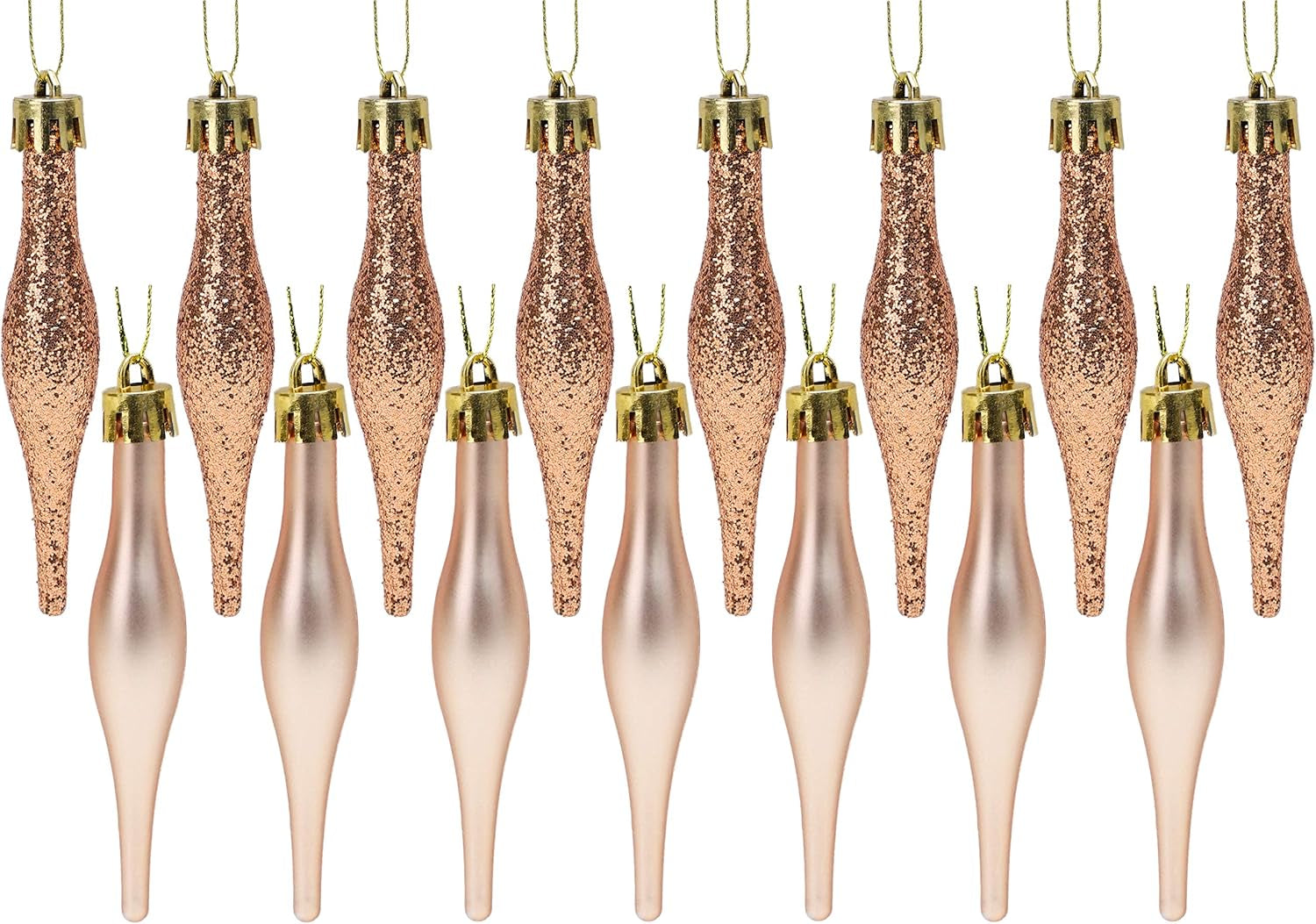 ® Set of 15 8.5cm Droplet Baubles - Matte and Glitter Finish - Rioja Red Christmas Ornaments