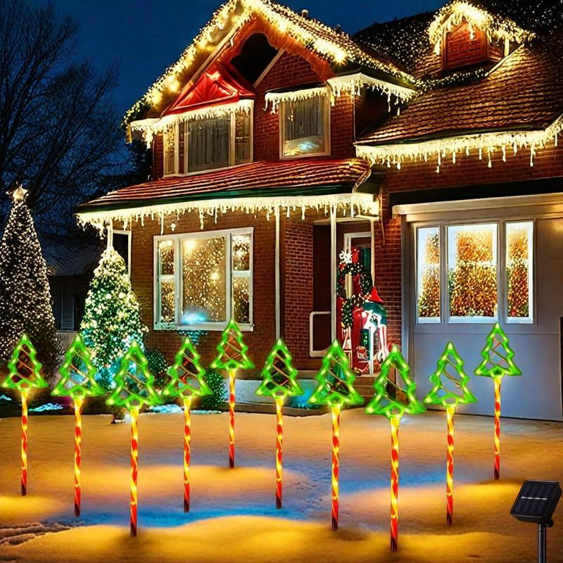 Enchant Your Outdoors with Solar-Powered LED Christmas Tree Lights - Choose Between 5 or 10 Pack for Stunning Waterproof Decor!