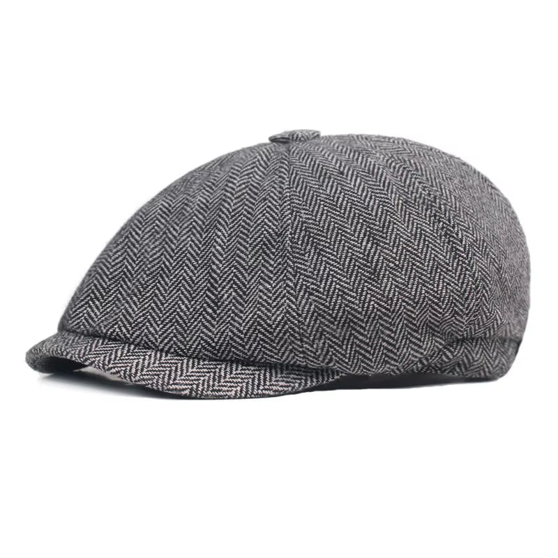 Winter Cotton Father Vintage Beret Hat Men Director Painter Hat Newsboy Cap Herringbone Octagonal Caps Petten Hot
