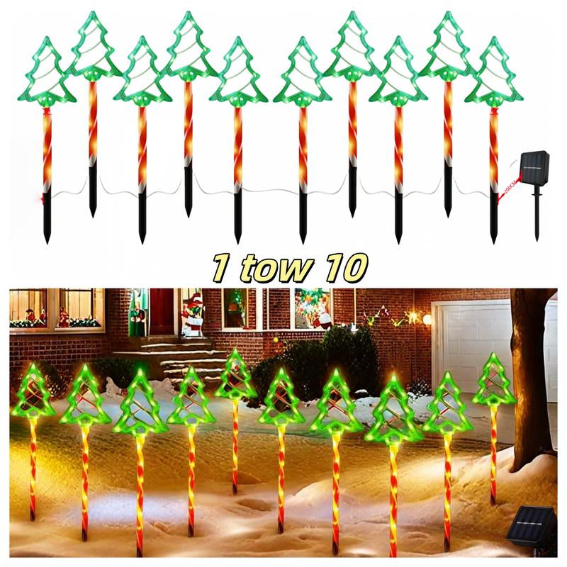Enchant Your Outdoors with Solar-Powered LED Christmas Tree Lights - Choose Between 5 or 10 Pack for Stunning Waterproof Decor!