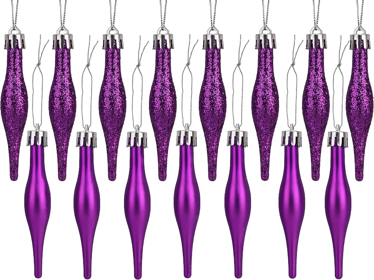 ® Set of 15 8.5cm Droplet Baubles - Matte and Glitter Finish - Rioja Red Christmas Ornaments