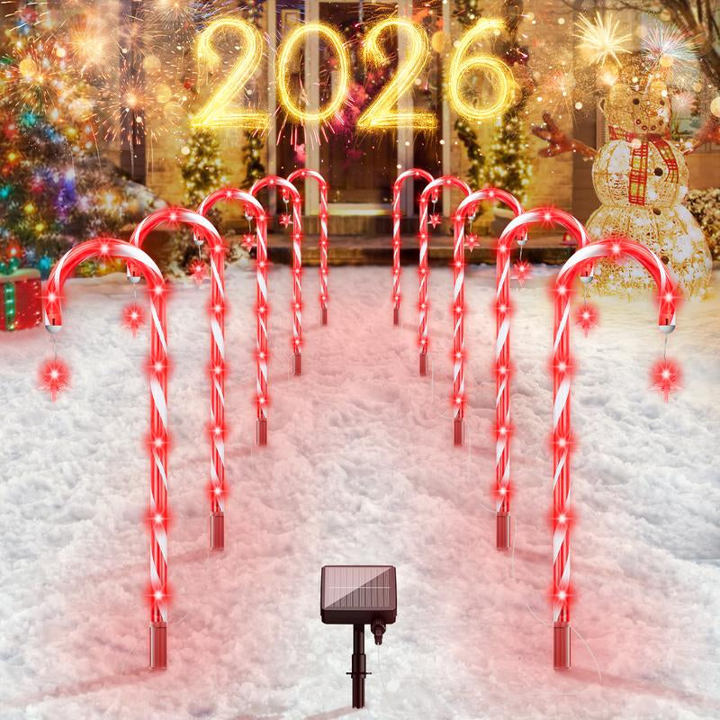 Illuminate Your Holidays with Stunning Christmas Solar Candy Cane Lights - 160 Vibrant Red LEDs, Dual Power Options, 8 Lighting Modes, and Waterproof Design for Indoor & Outdoor Festivities