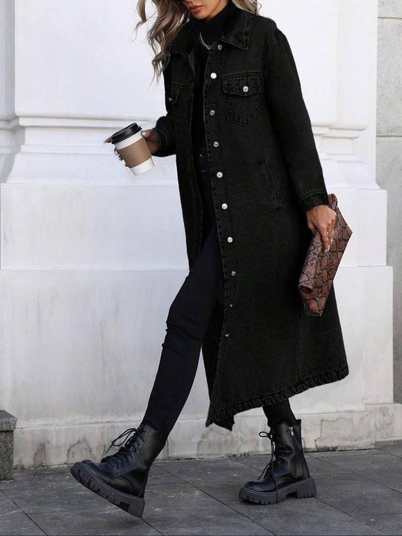 Elevate Your Style with Our Women's Elegant Button-Front Denim Coat - Perfect for Spring & Fall Days!