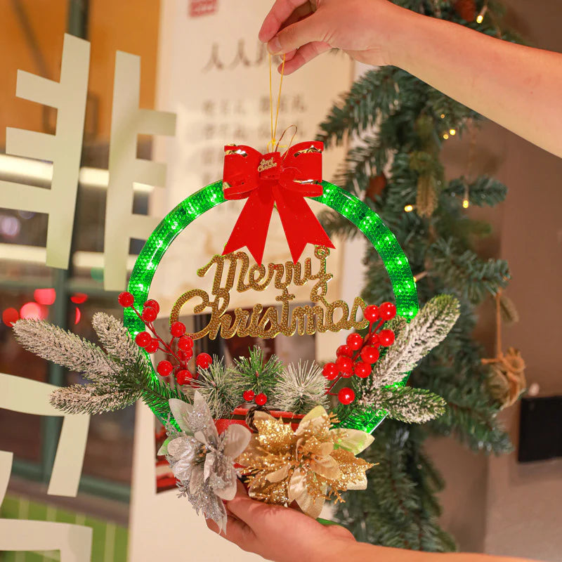 Illuminate Your Holidays with the 30CM Luminous Christmas Garland – Perfect Door Hanging Decoration!