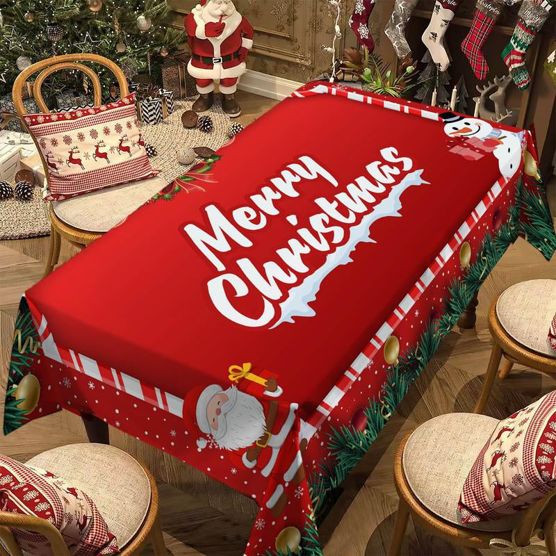 Rectangular Christmas Tablecloth featuring Poinsettia Design - Elegant Holiday Decor for Dinner Parties and Celebrations, Ideal for New Year Events