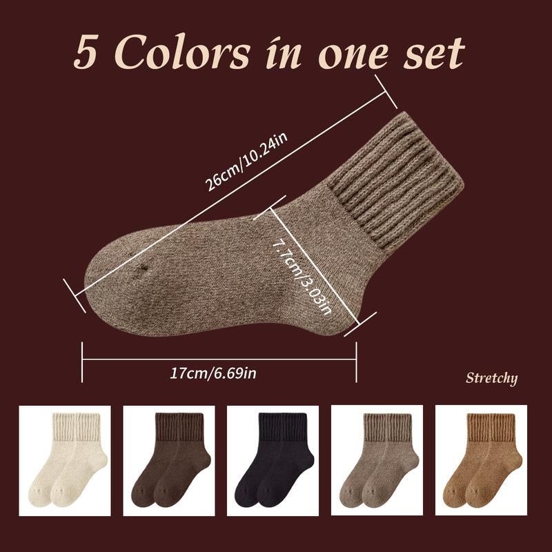 Step into Comfort: Women's Cozy Mid-Calf Socks - 5 Pairs of Soft, Stylish Warmth for Autumn and Winter