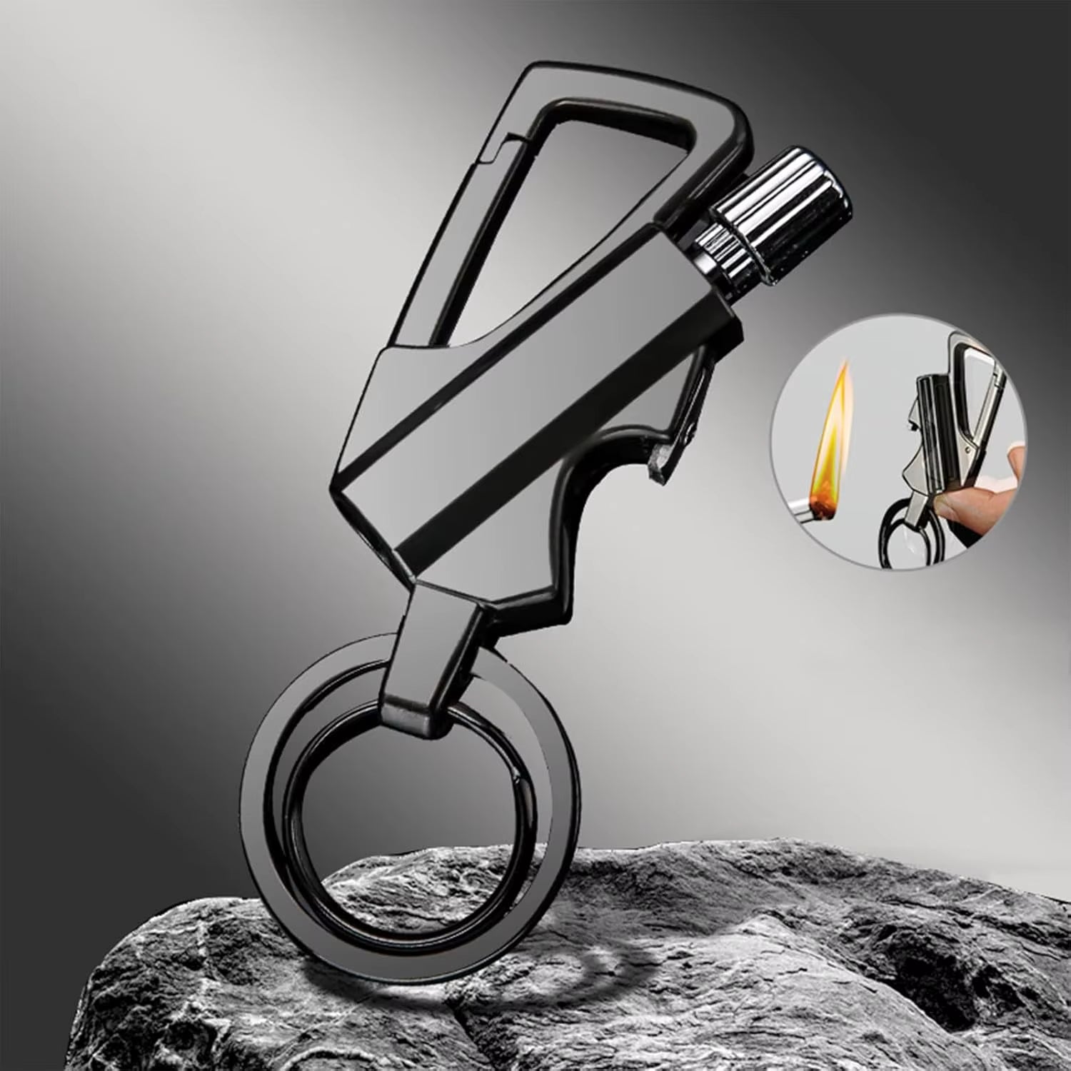 Ultimate Multi-Tool Permanent Match Lighter with Keychain Bottle Opener - Windproof & Waterproof Fire Starter for Outdoor Adventures
