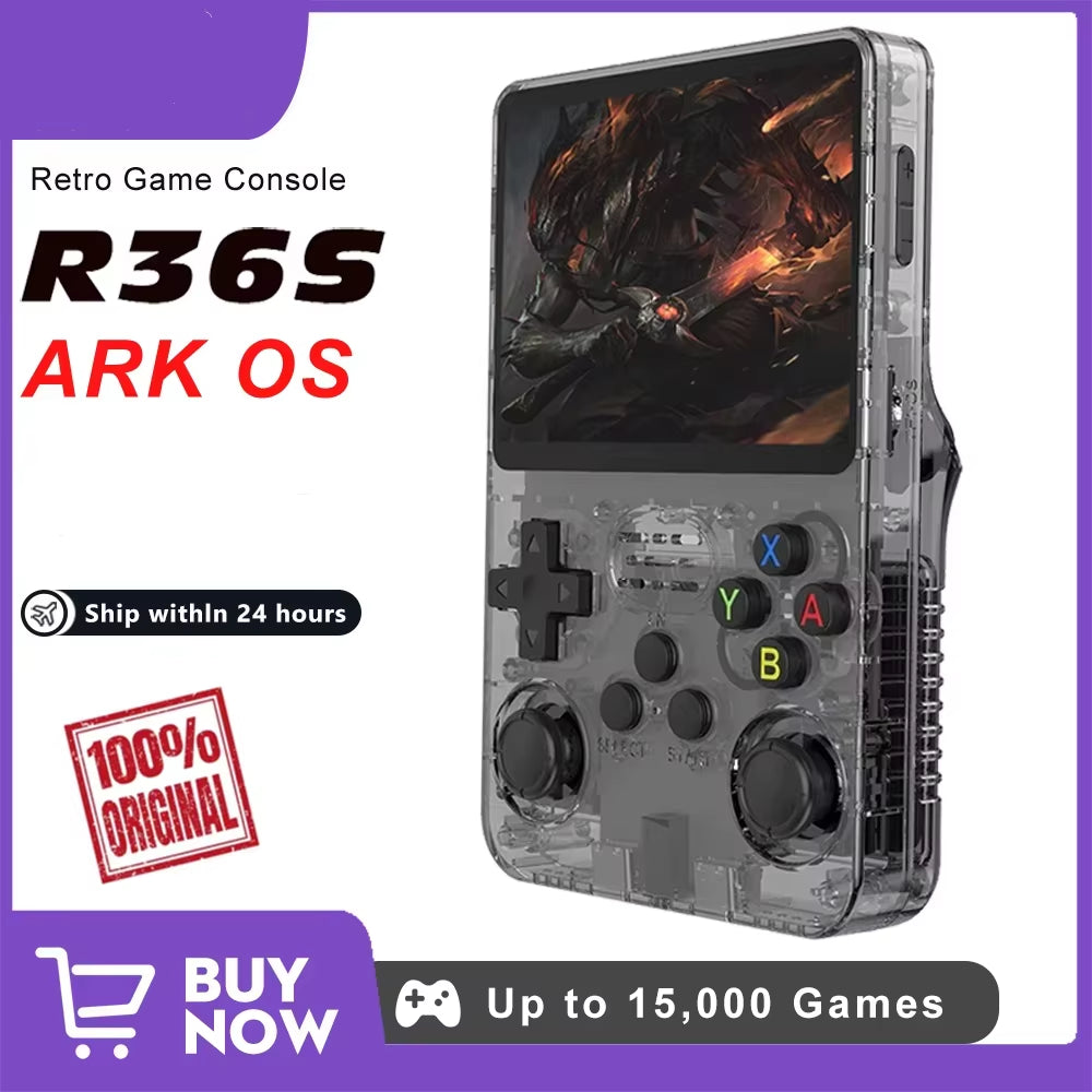 R36S Retro Handheld Game Console - 20,000 Classic Games, 3.5" HD Display, Portable & Powerful with Arkos 2.0 System