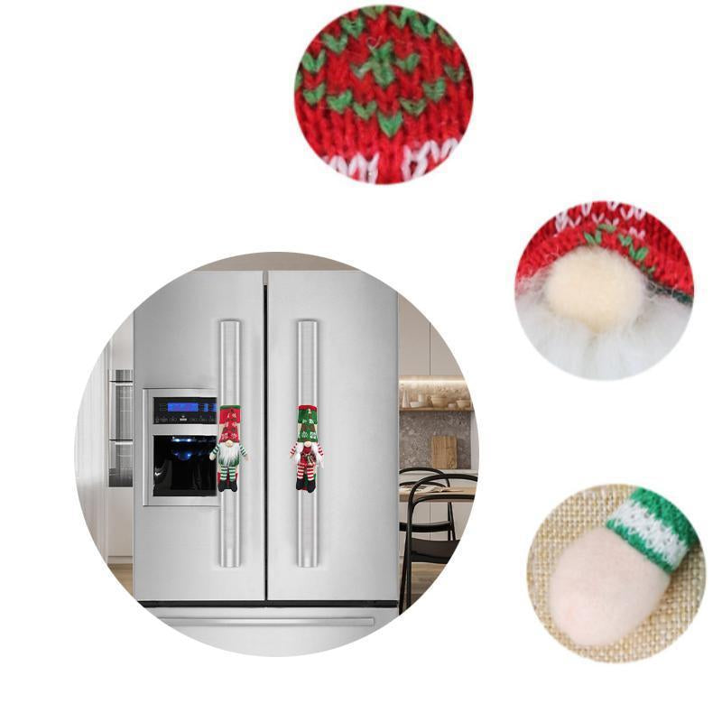 Festive Christmas Gnome Refrigerator Door Handle Covers - Kitchen Appliance Decor for Fridge, Microwave, and Dishwasher - Ideal Holiday Party Favors and Ornaments