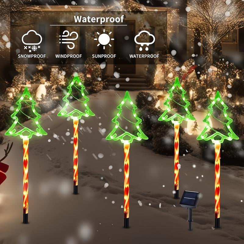 Enchant Your Outdoors with Solar-Powered LED Christmas Tree Lights - Choose Between 5 or 10 Pack for Stunning Waterproof Decor!